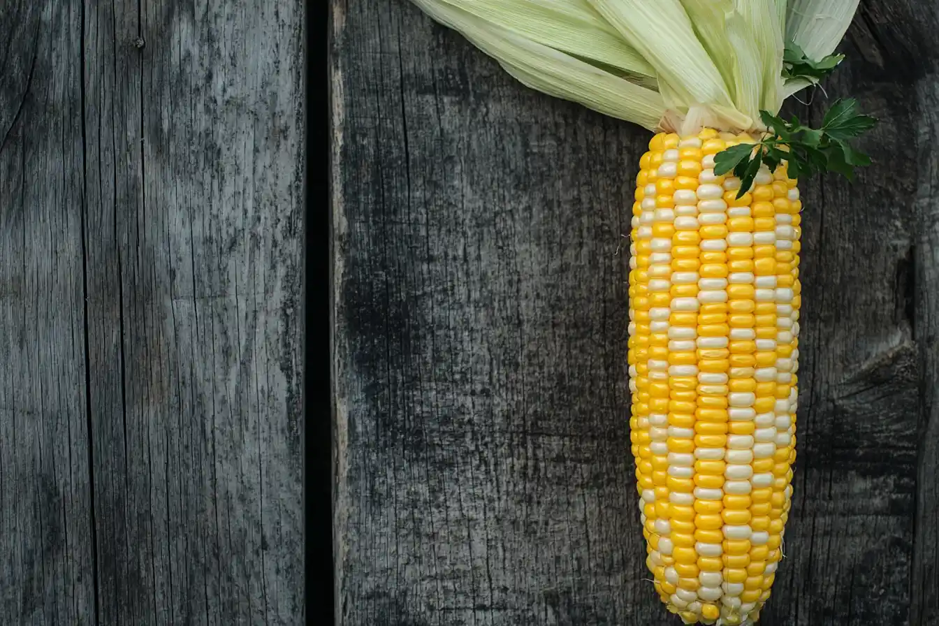 Cooked corn on the cob, grilled and ready to eat.