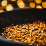 Naturally prepared fried corn in a skillet, golden and ready to serve.