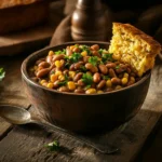 A delicious bowl of calico beans ready to be served.