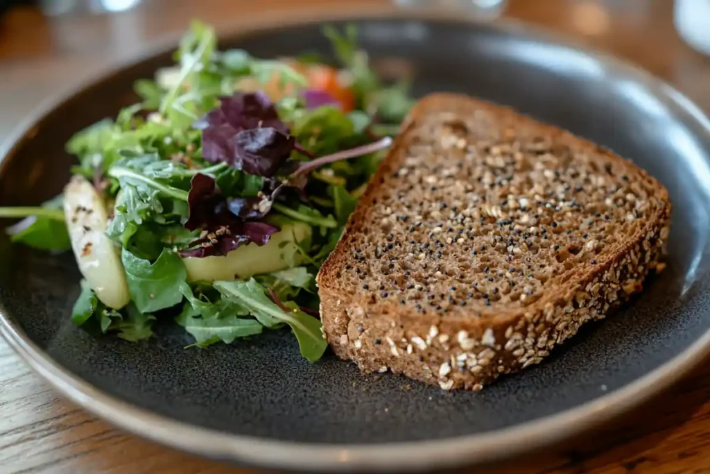 Whole grain hard bread with seeds and greens