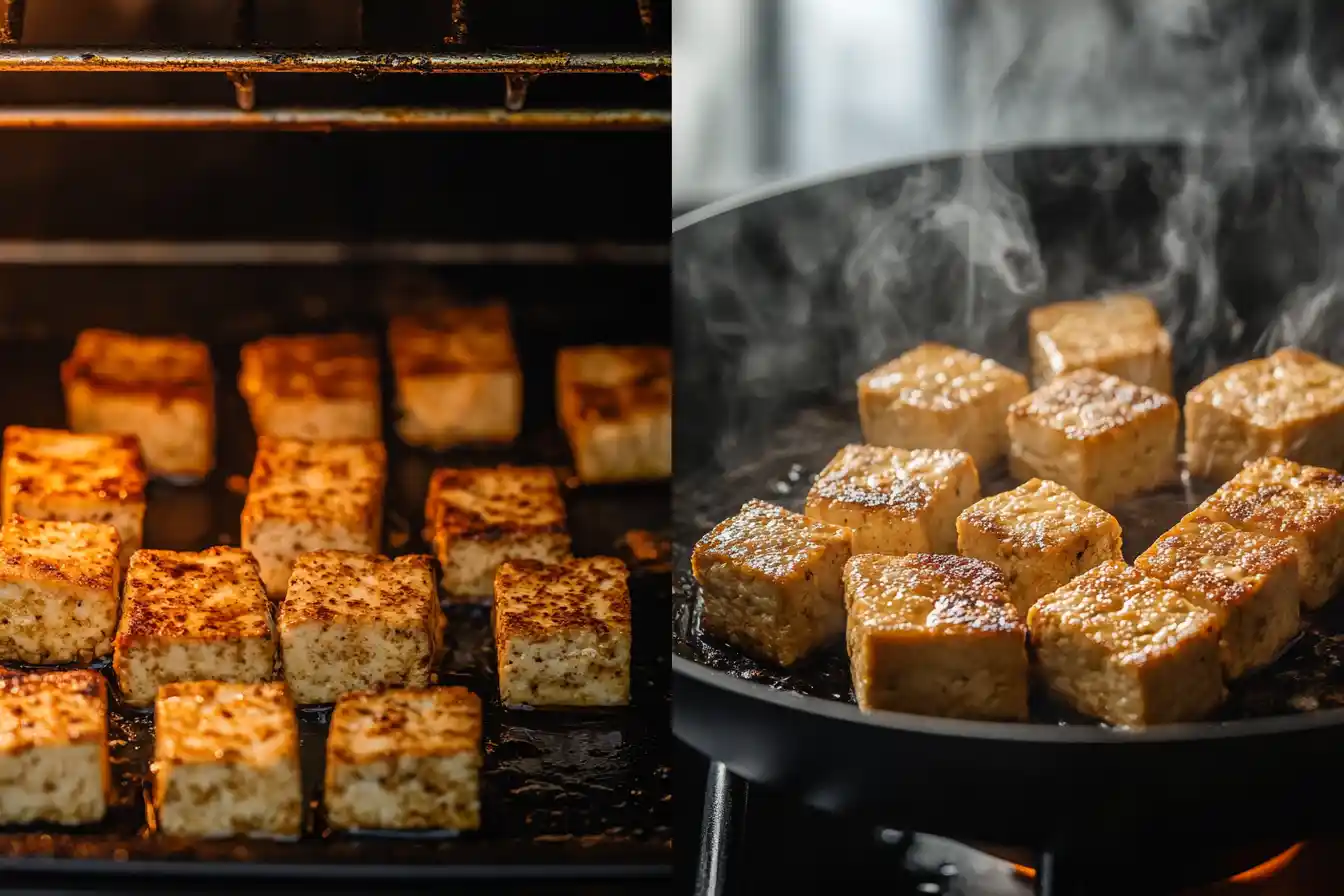 Baking and pan-frying tofu.