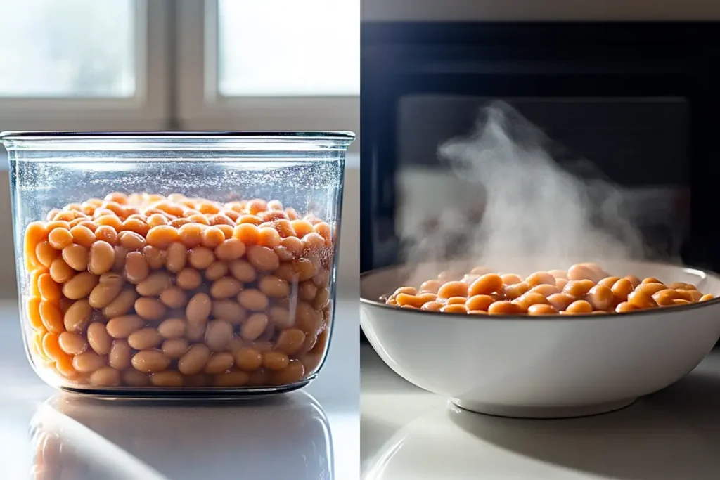 Storing and reheating baked beans.